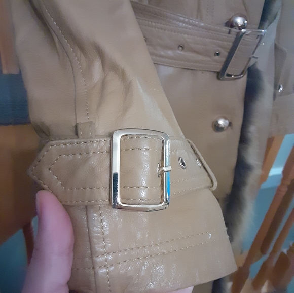 Bordigy Genuine Brown Leather/ Fur Midlength Coat- Women's Size S/M - Picture 13 of 13